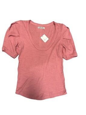 We The Free Dusty Rose Scoop Neck Puff Sleeve Tee